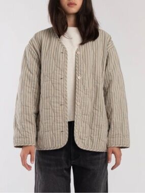 Micaela Greg muted stripe quilted liner sz L